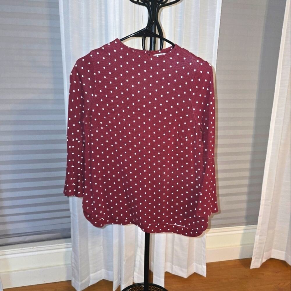 Crown & Ivy Polka Dot Bell Sleeve Top Sz Small